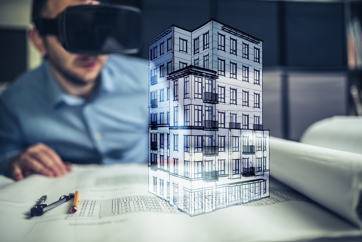 Architect using virtual reality